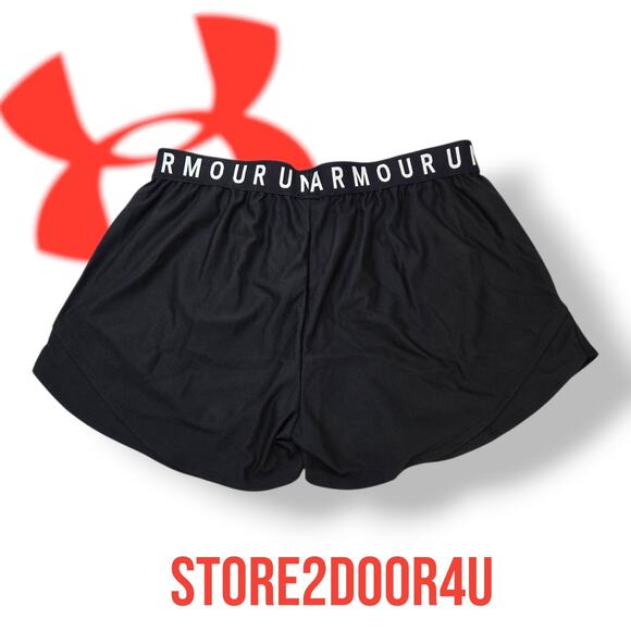 Under Armour Women's LARGE UA Play Up Shorts 3.0 Black Pockets - Picture 2 of 9